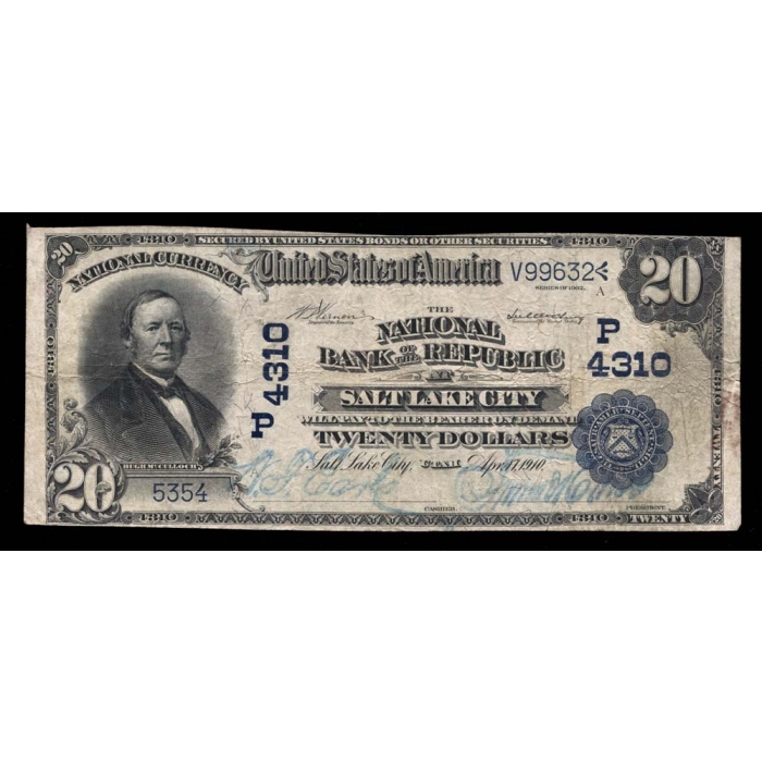 Salt Lake City – Utah – CH 4310 – FR 645 – VF - National Bank Note 