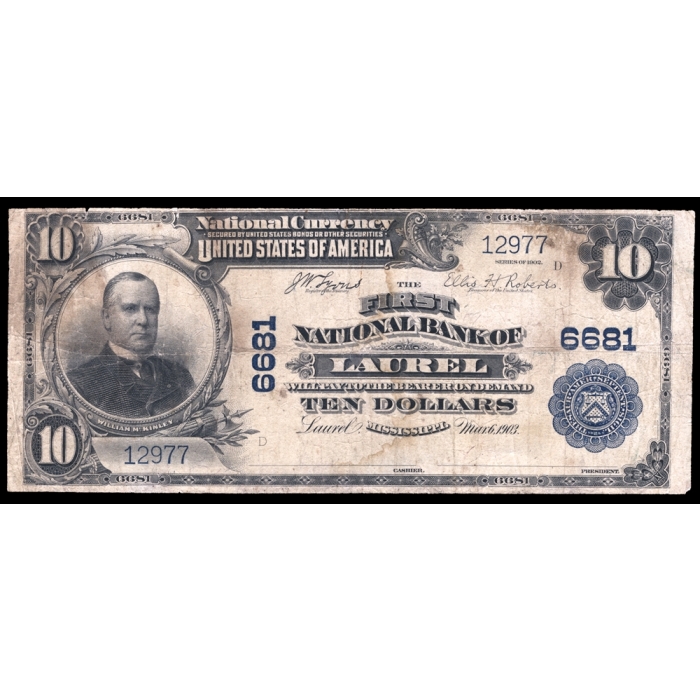 Laurel – Mississippi – CH 6681 – FR 624 – Fine - National Bank Note 