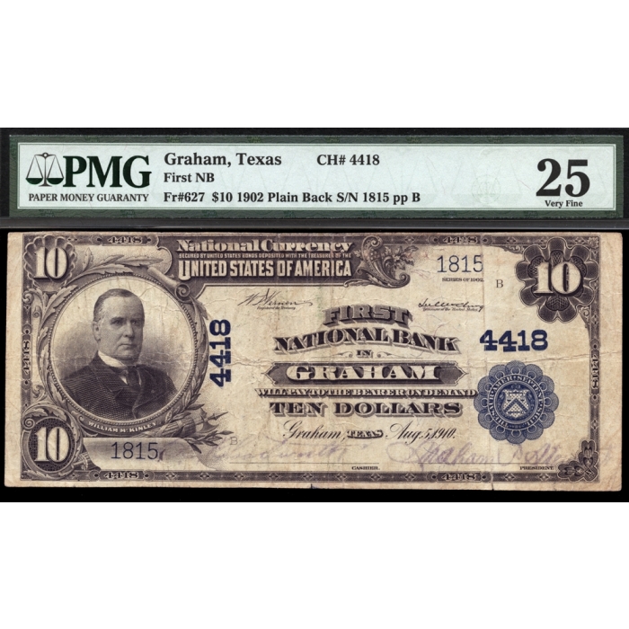 Graham – Texas – CH# 4418 – FR# 627 – PMG 25 - National Bank Note 