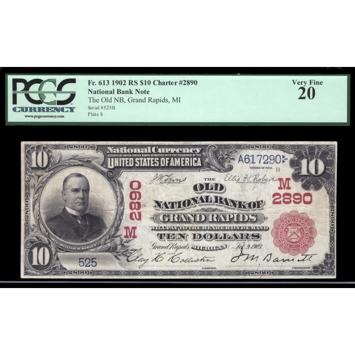 Grand Rapids – Michigan – CH 2890 – FR 613 – PCGS 20 - National Bank Note 