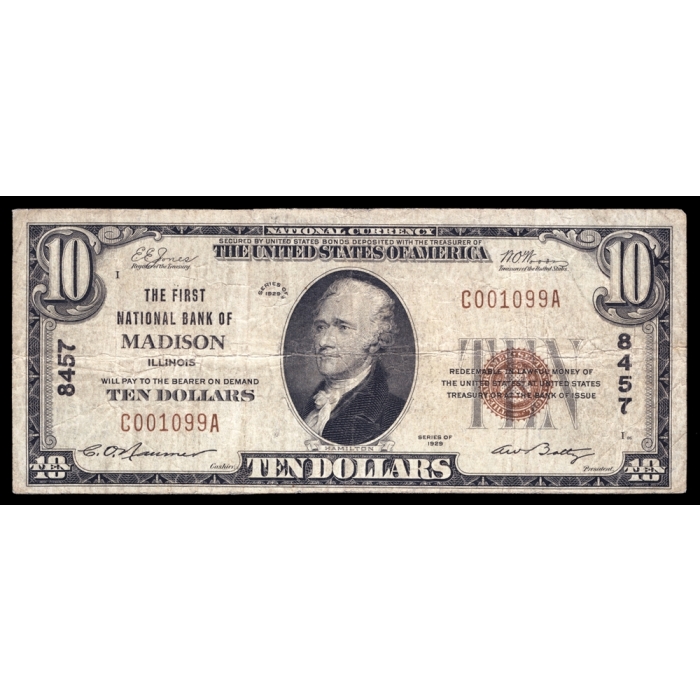 Madison – Illinois – CH 8457 – FR 1801-1 – Fine - National Bank Note 