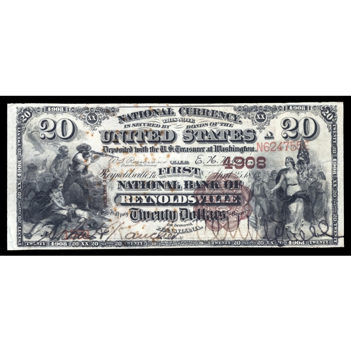 Reynoldsville – Pennsylvania – CH 4908 – FR 499 – Fine - National Bank Note 