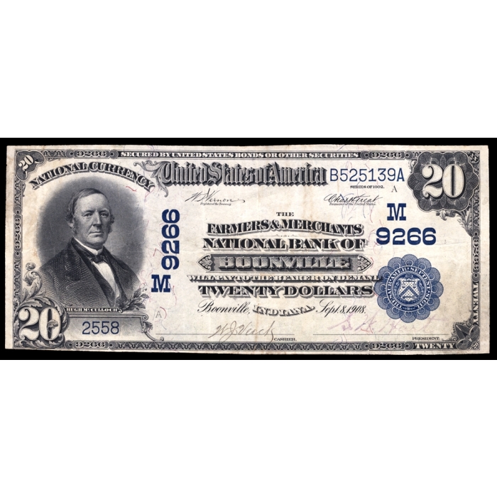 Boonville – Indiana – CH 9266- FR 644 – VF - National Bank Note 