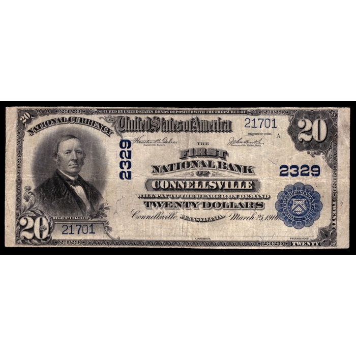 Connellsville – Pennsylvania – CH 2329 – FR 658 – F/VF - National Bank Note 