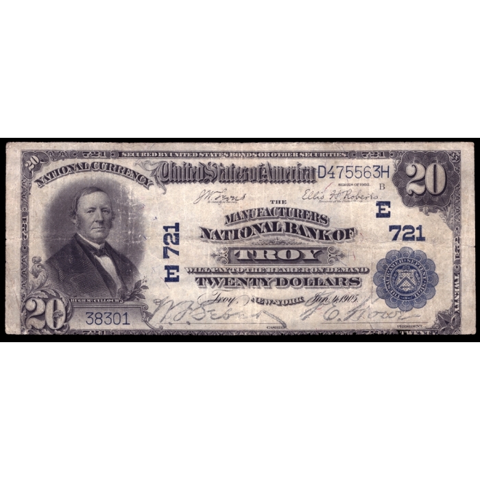 Troy – New York – CH 721 – FR 650 – Fine - National Bank Note 