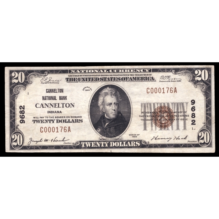 Cannelton – Indiana – CH 9682 – FR 1802-1 – VF - National Bank Note 