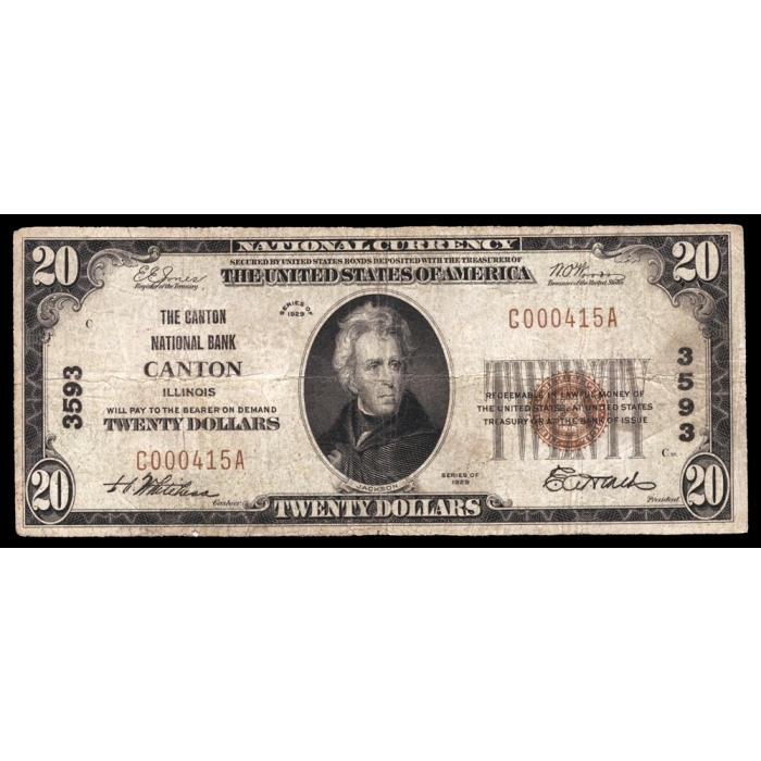 Canton – Illinois – CH 3593 – FR 1802-1 – Fine+ - National Bank Note 