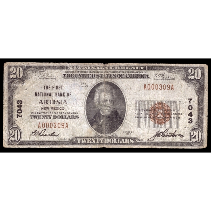 Artesia – New Mexico – CH 7043 – FR 1802-1 – VG/F - National Bank Note 