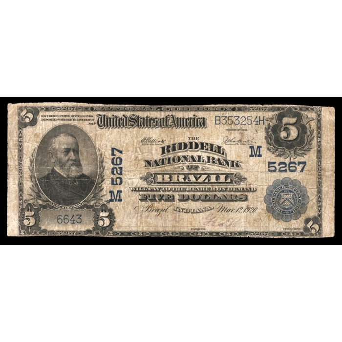 Brazil – Indiana – CH 5267 – FR 607 – Fine - National Bank Note 