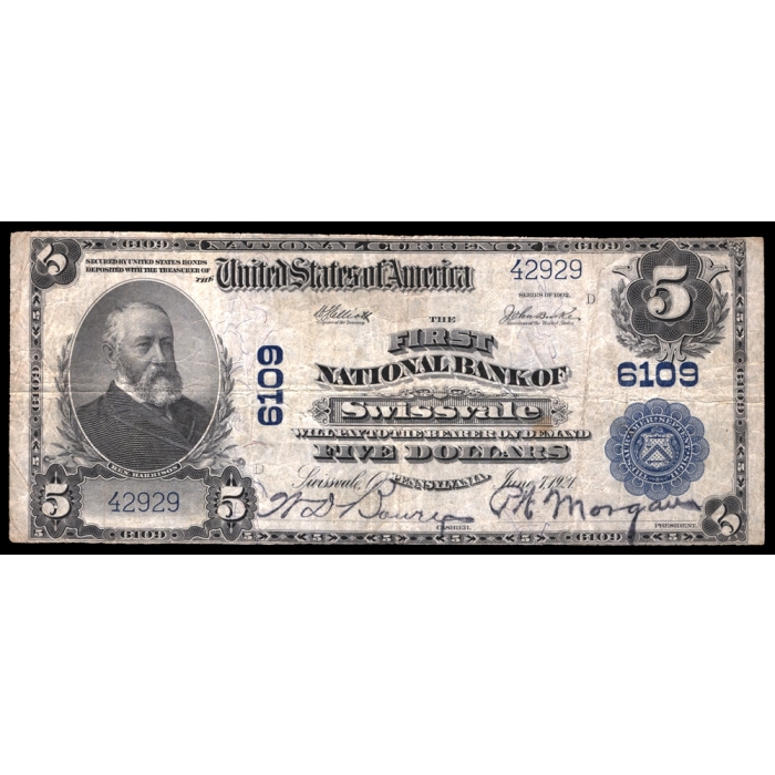 Swissvale – Pennsylvania – CH 6109 – FR 607 – Fine + - National Bank Note 