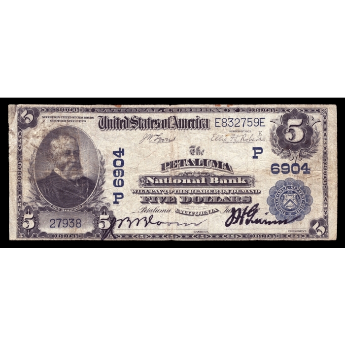 Petaluma – California – CH 6904 – FR 598 – Fine - National Bank Note 