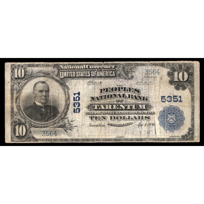 Tarentum – Pennsylvania – CH 5351 – FR 633 – VG / F - National Bank Note 