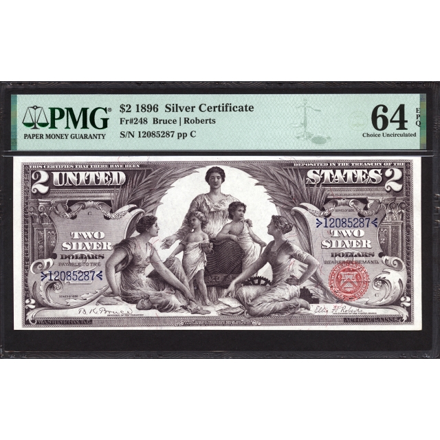 FR 248 $2 1896 Silver Certificate PMG 64 EPQ 