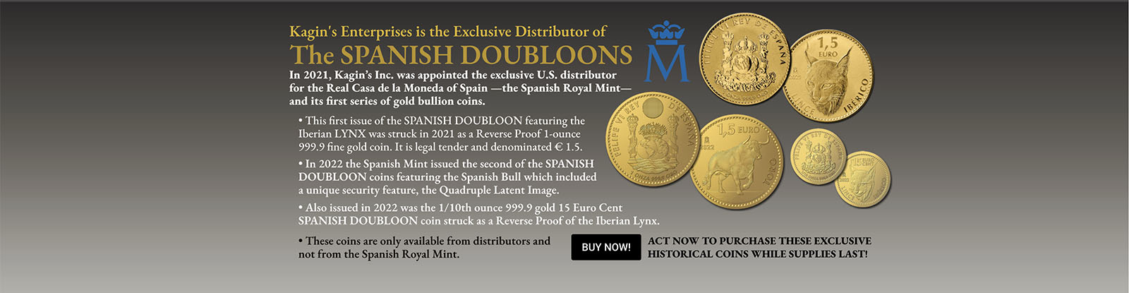 Kagins Spanish Doubloon Gold Coins Slide